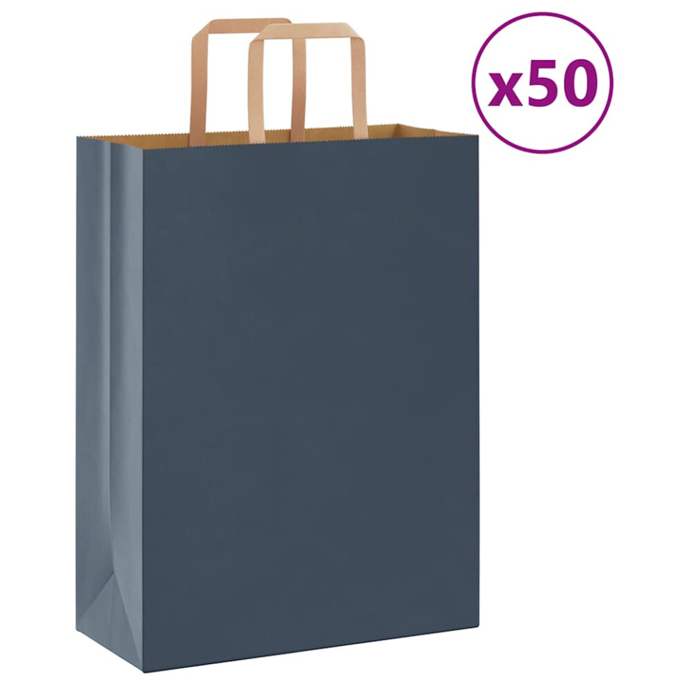 (blue, 26 X 12 X 35 cm) vidaXL Paper Bags 50 Pcs With Handles White 54x15x49 Cm Paper Grocery Bag