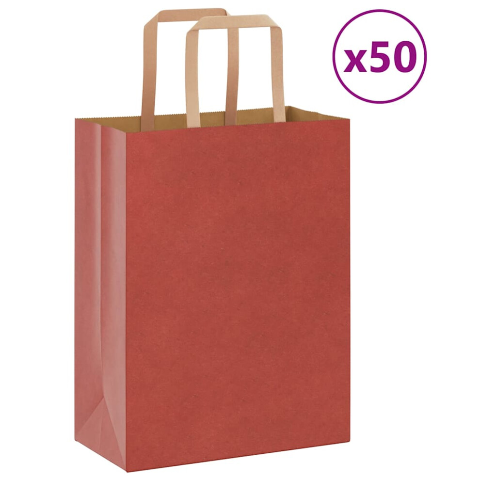 (red, 21 x 11 x 28 cm) vidaXL Paper Bags 50 pcs with Handles White 54x15x49 cm Paper Grocery Bag