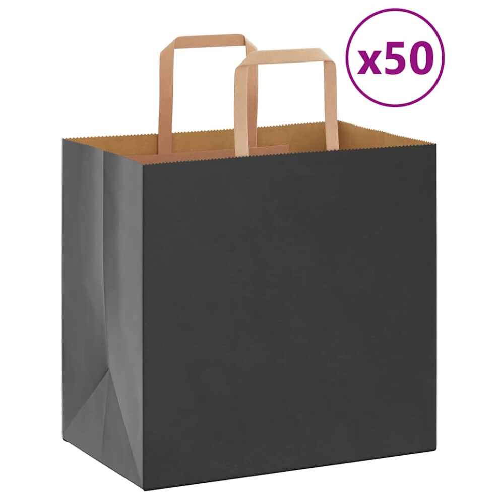 (black, 26 X 17 X 25 cm) vidaXL Paper Bags 50 Pcs With Handles White 54x15x49 Cm Paper Grocery Bag