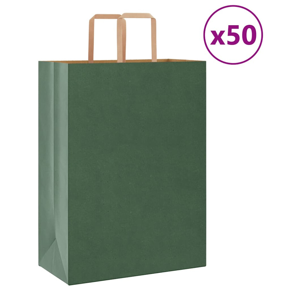 (green, 32 X 17 X 44 cm) vidaXL Paper Bags 50 Pcs With Handles White 54x15x49 Cm Paper Grocery Bag