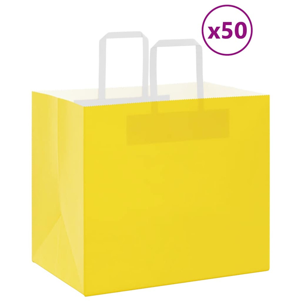 (yellow, 32 X 22 X 28 cm) vidaXL Paper Bags 50 Pcs With Handles White 54x15x49 Cm Paper Grocery Bag