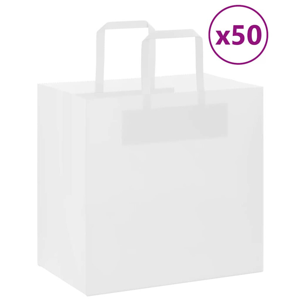 (white, 26 x 17 x 25 cm) vidaXL Paper Bags 50 pcs with Handles White 54x15x49 cm Paper Grocery Bag