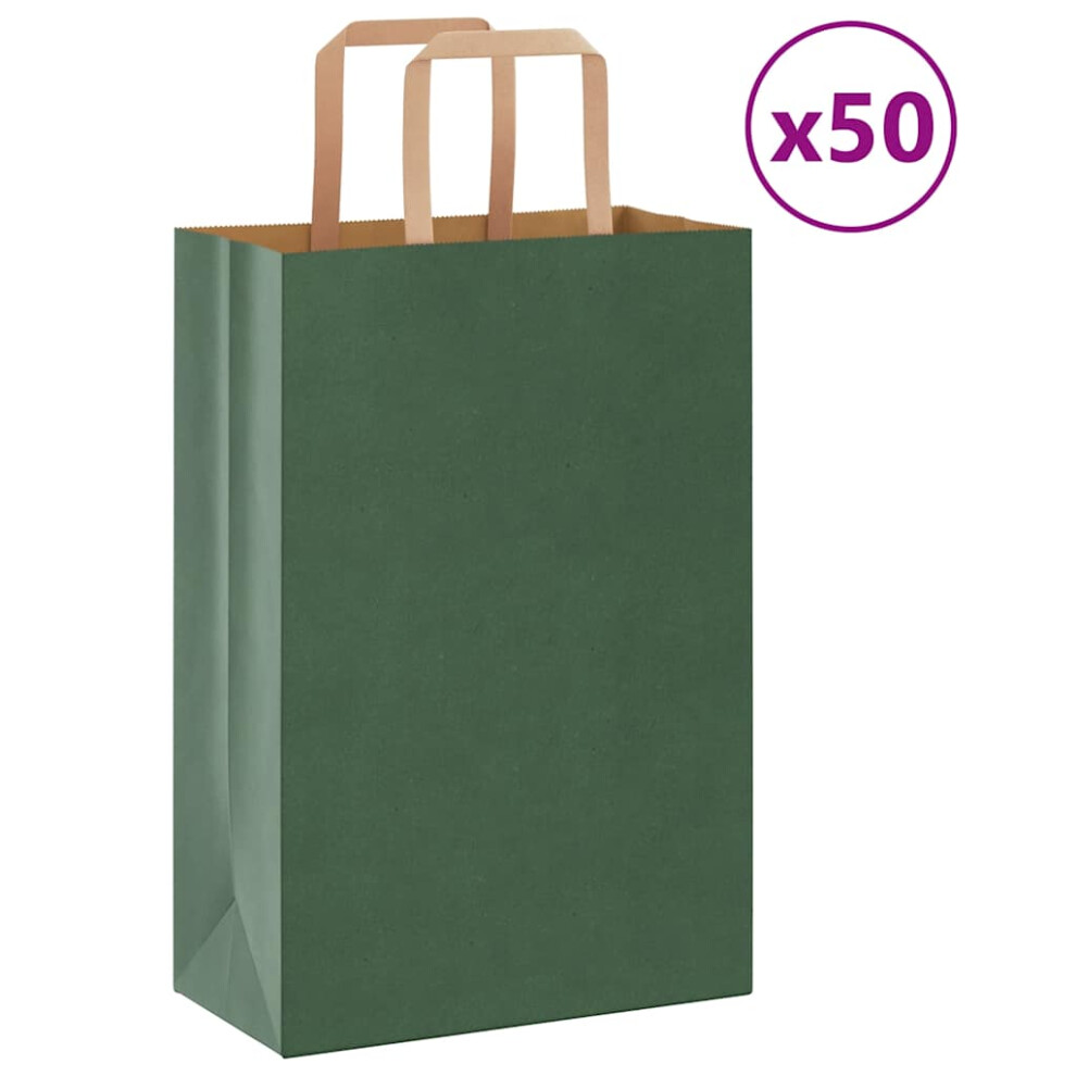 (green, 21 X 11 X 31 cm) vidaXL Paper Bags 50 Pcs With Handles White 54x15x49 Cm Paper Grocery Bag