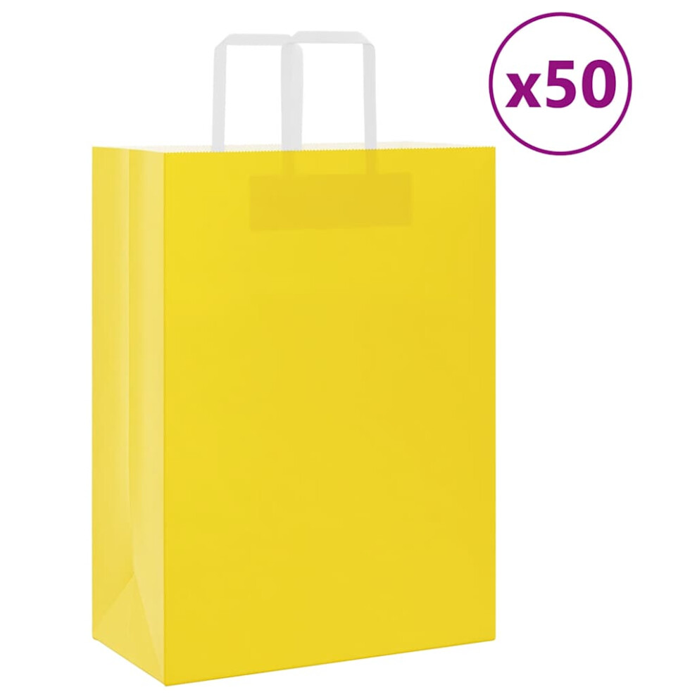 (yellow, 32 X 17 X 44 cm) vidaXL Paper Bags 50 Pcs With Handles White 54x15x49 Cm Paper Grocery Bag