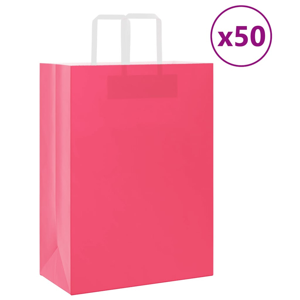 (pink, 32 x 17 x 44 cm) vidaXL Paper Bags 50 pcs with Handles White 54x15x49 cm Paper Grocery Bag