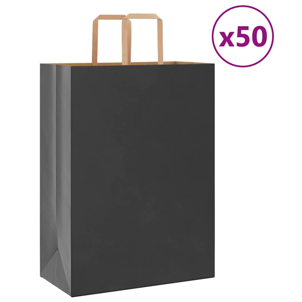 (black, 32 x 17 x 44 cm) vidaXL Paper Bags 50 pcs with Handles White 54x15x49 cm Paper Grocery Bag