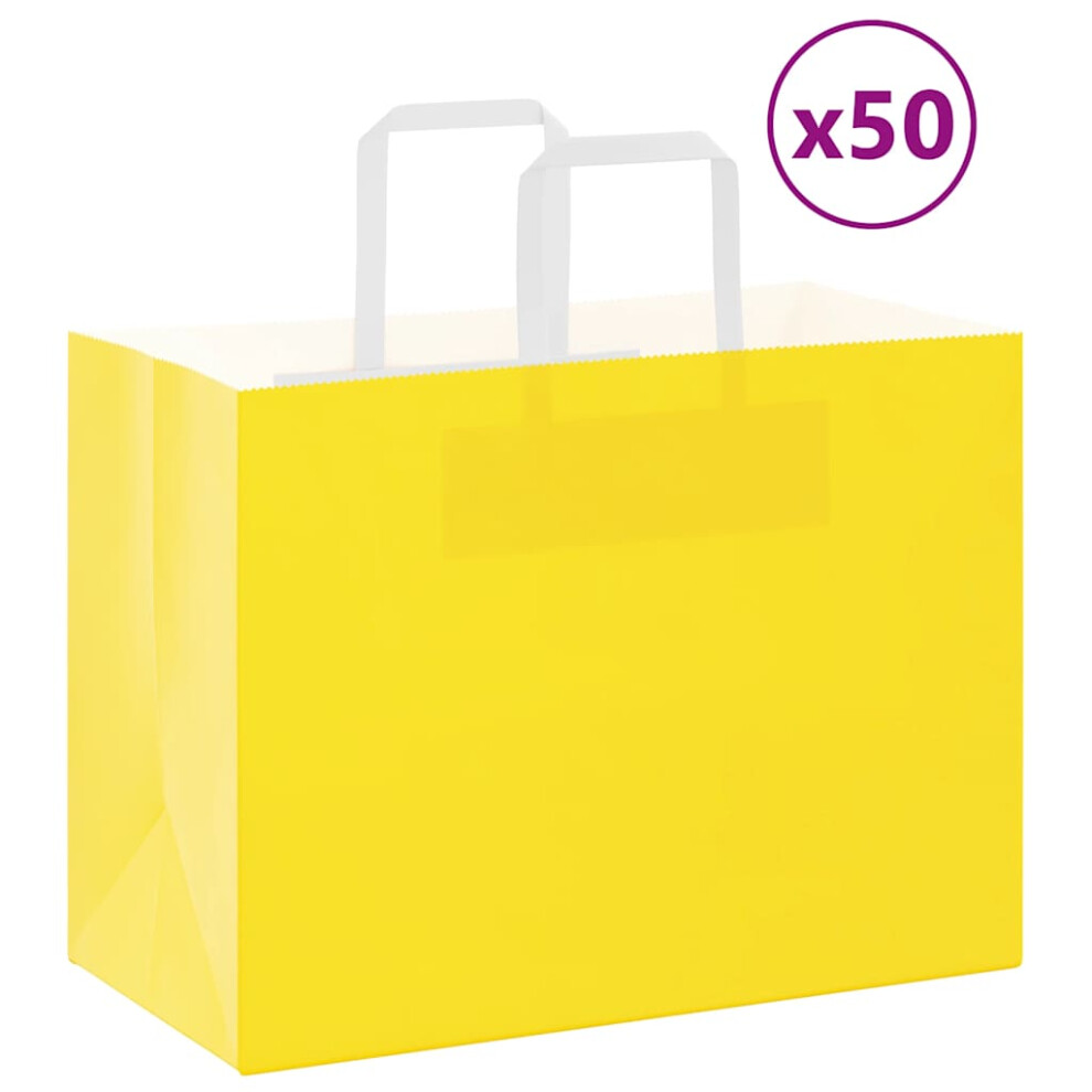 (yellow, 32 x 17 x 25 cm) vidaXL Paper Bags 50 pcs with Handles White 54x15x49 cm Paper Grocery Bag