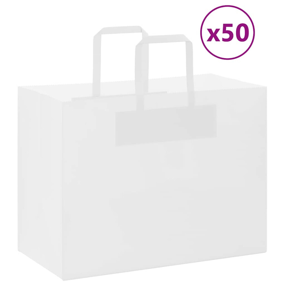 (white, 32 x 17 x 25 cm) vidaXL Paper Bags 50 pcs with Handles White 54x15x49 cm Paper Grocery Bag