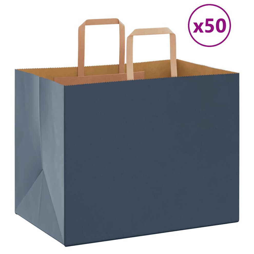 (blue, 32 x 22 x 24 cm) vidaXL Paper Bags 50 pcs with Handles White 54x15x49 cm Paper Grocery Bag