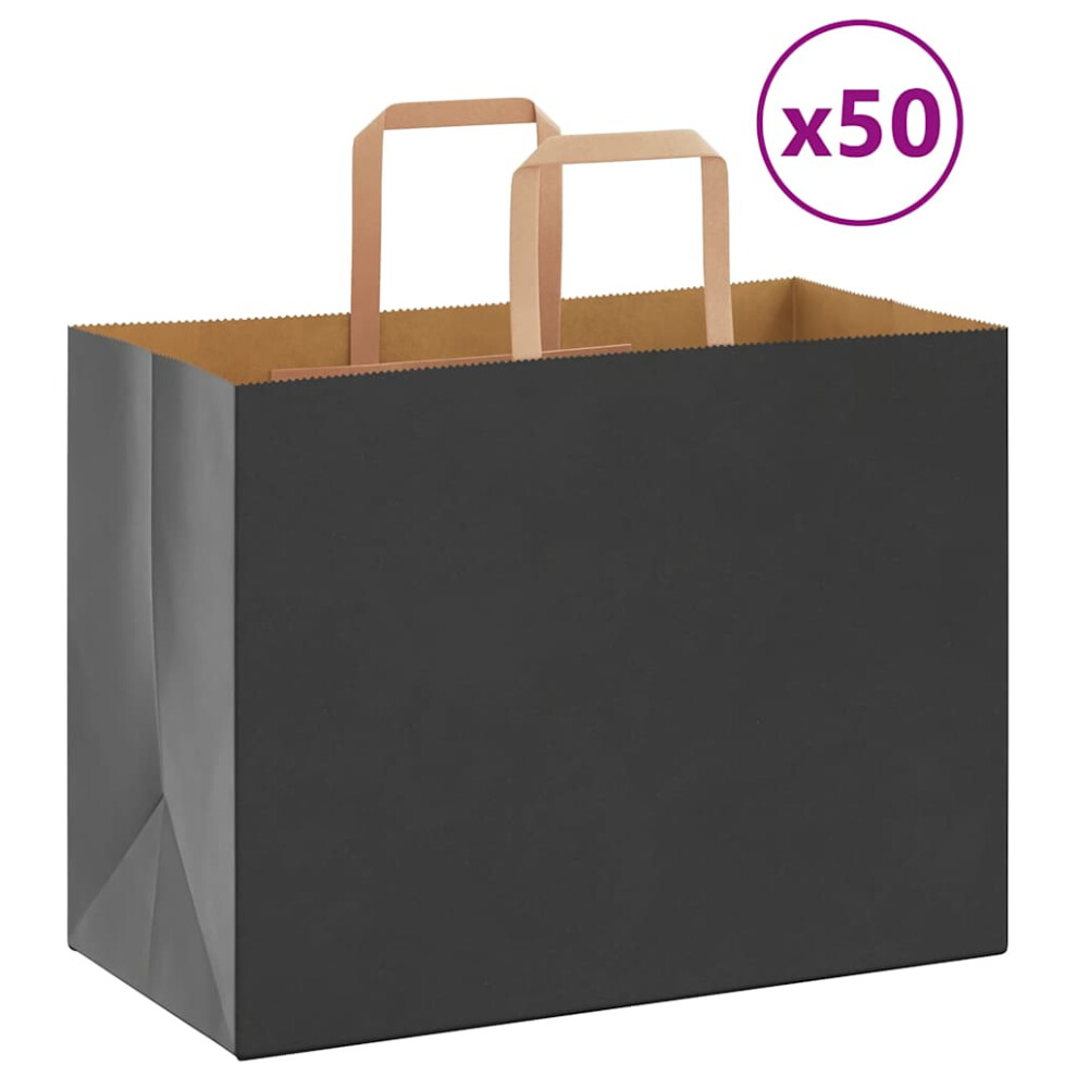 (black, 32 X 17 X 25 cm) vidaXL Paper Bags 50 Pcs With Handles White 54x15x49 Cm Paper Grocery Bag