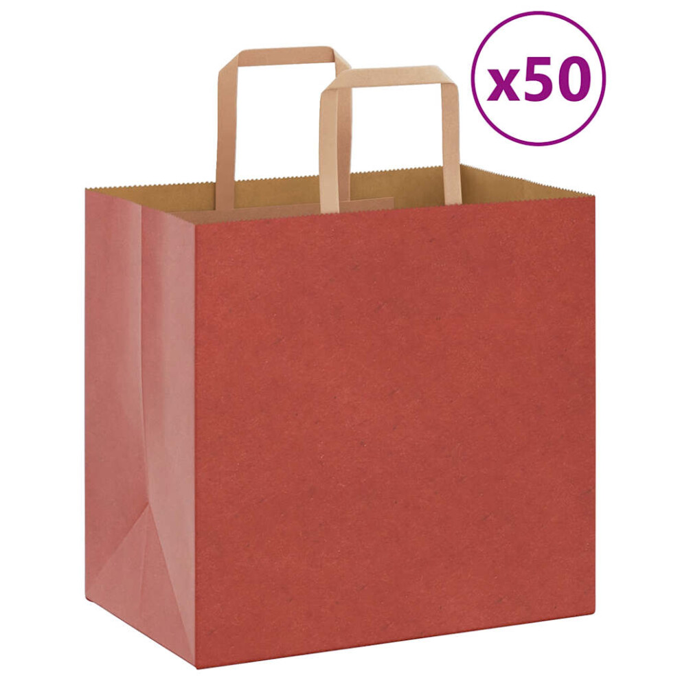 (red, 26 X 17 X 25 cm) vidaXL Paper Bags 50 Pcs With Handles White 54x15x49 Cm Paper Grocery Bag