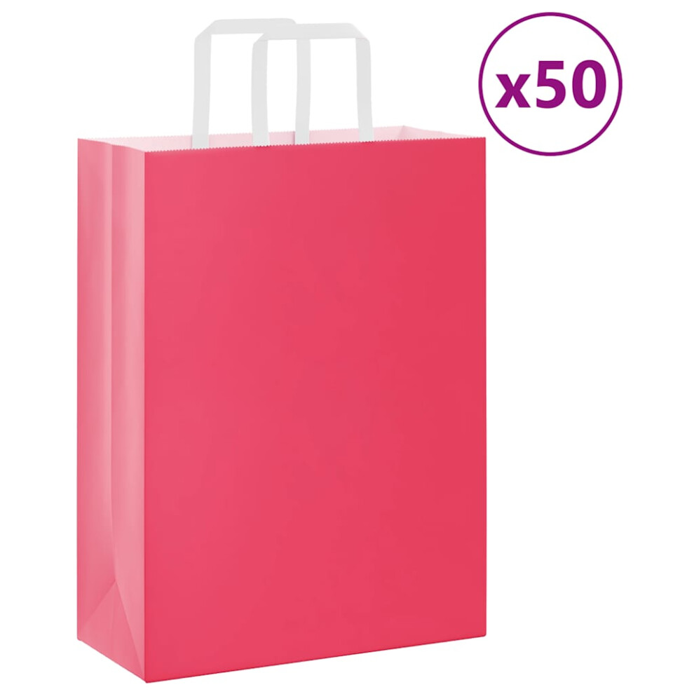 (pink, 26 x 12 x 35 cm) vidaXL Paper Bags 50 pcs with Handles White 54x15x49 cm Paper Grocery Bag