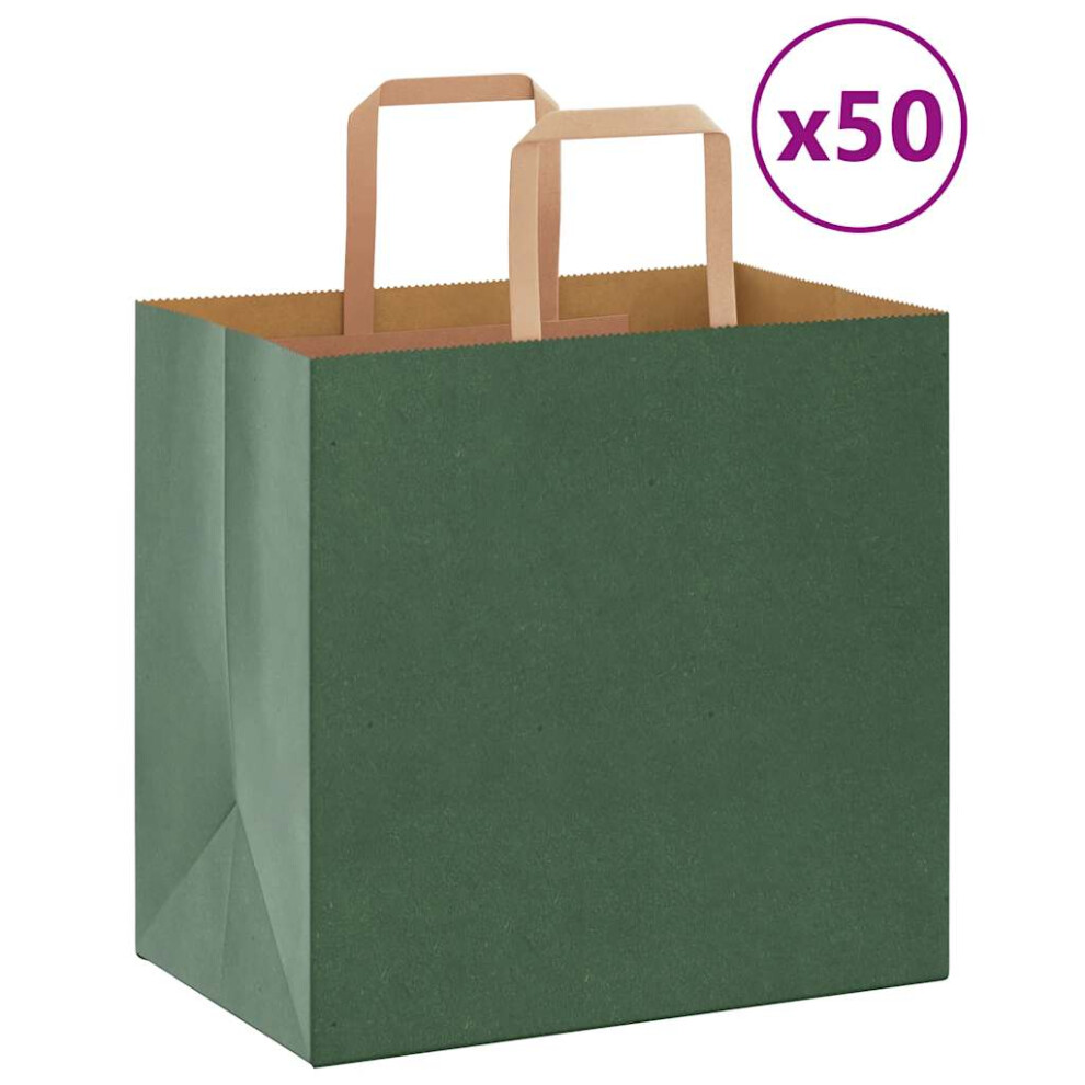 (green, 26 x 17 x 25 cm) vidaXL Paper Bags 50 pcs with Handles White 54x15x49 cm Paper Grocery Bag