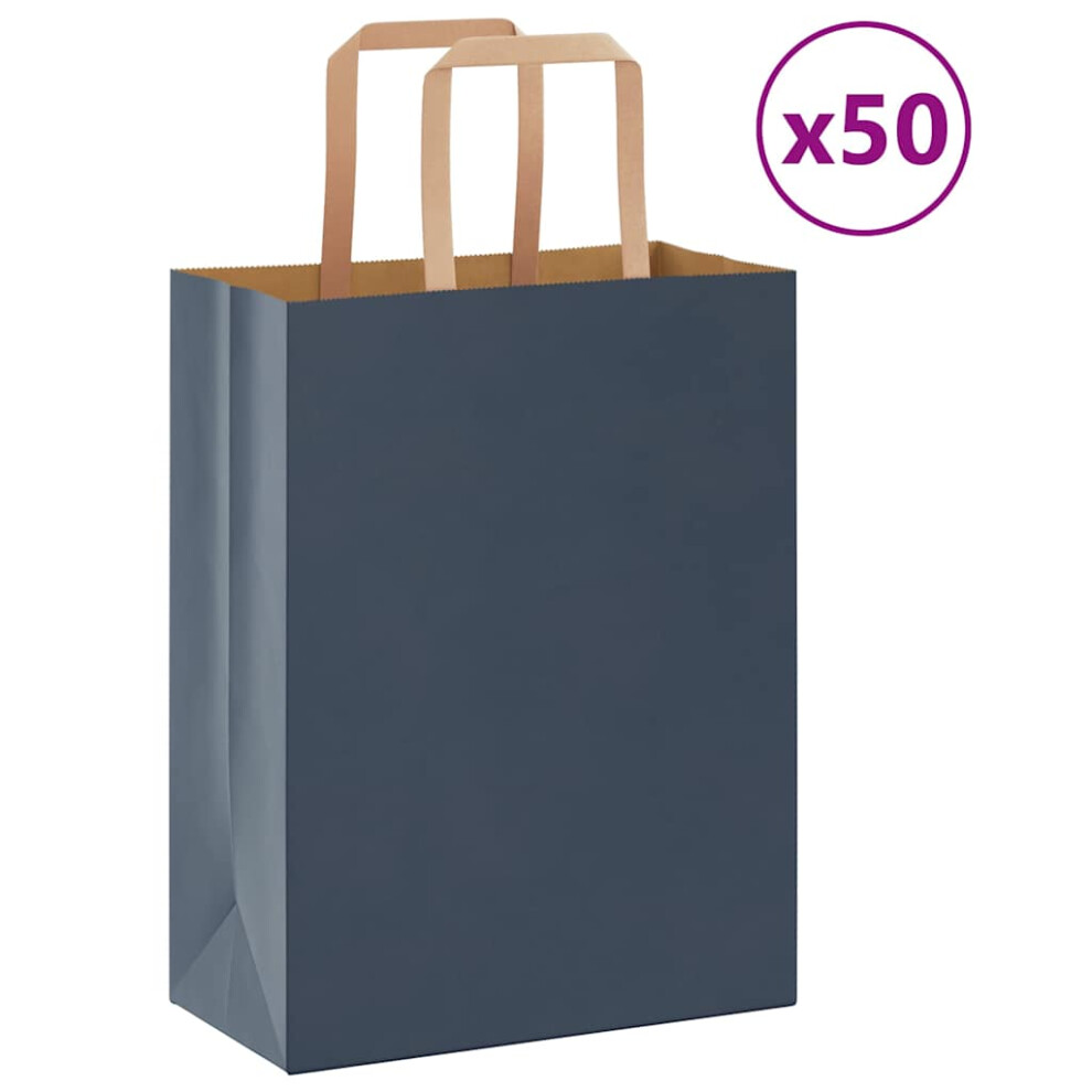 (blue, 21 X 11 X 28 cm) vidaXL Paper Bags 50 Pcs With Handles White 54x15x49 Cm Paper Grocery Bag