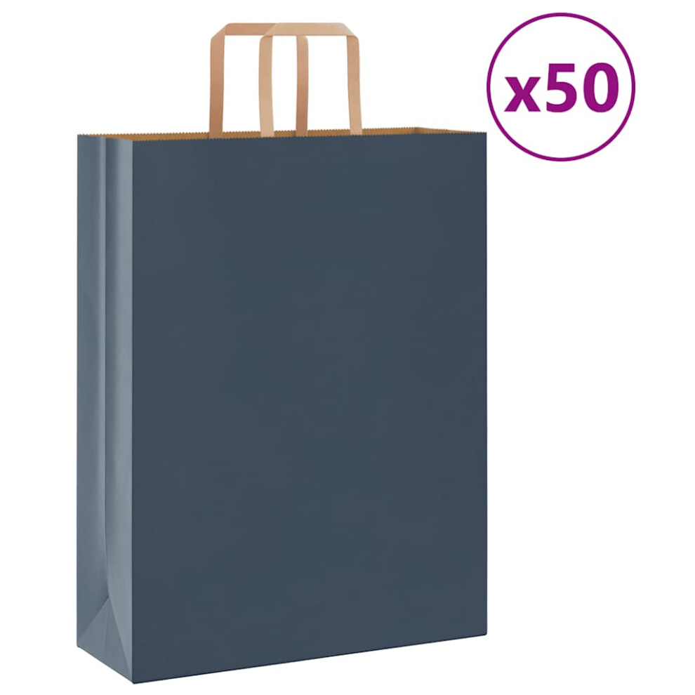 (blue, 32 x 12 x 42 cm) vidaXL Paper Bags 50 pcs with Handles White 54x15x49 cm Paper Grocery Bag