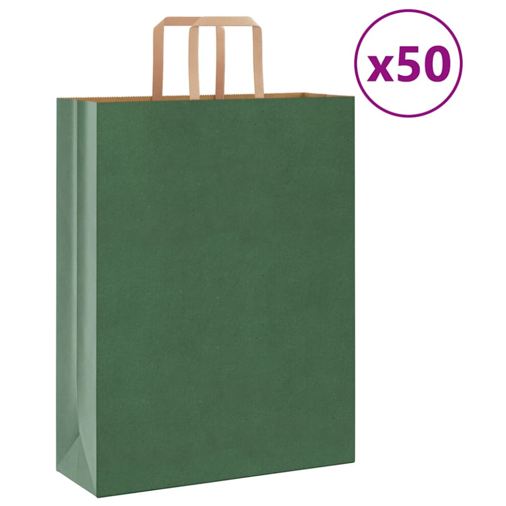 (green, 32 X 12 X 42 cm) vidaXL Paper Bags 50 Pcs With Handles White 54x15x49 Cm Paper Grocery Bag