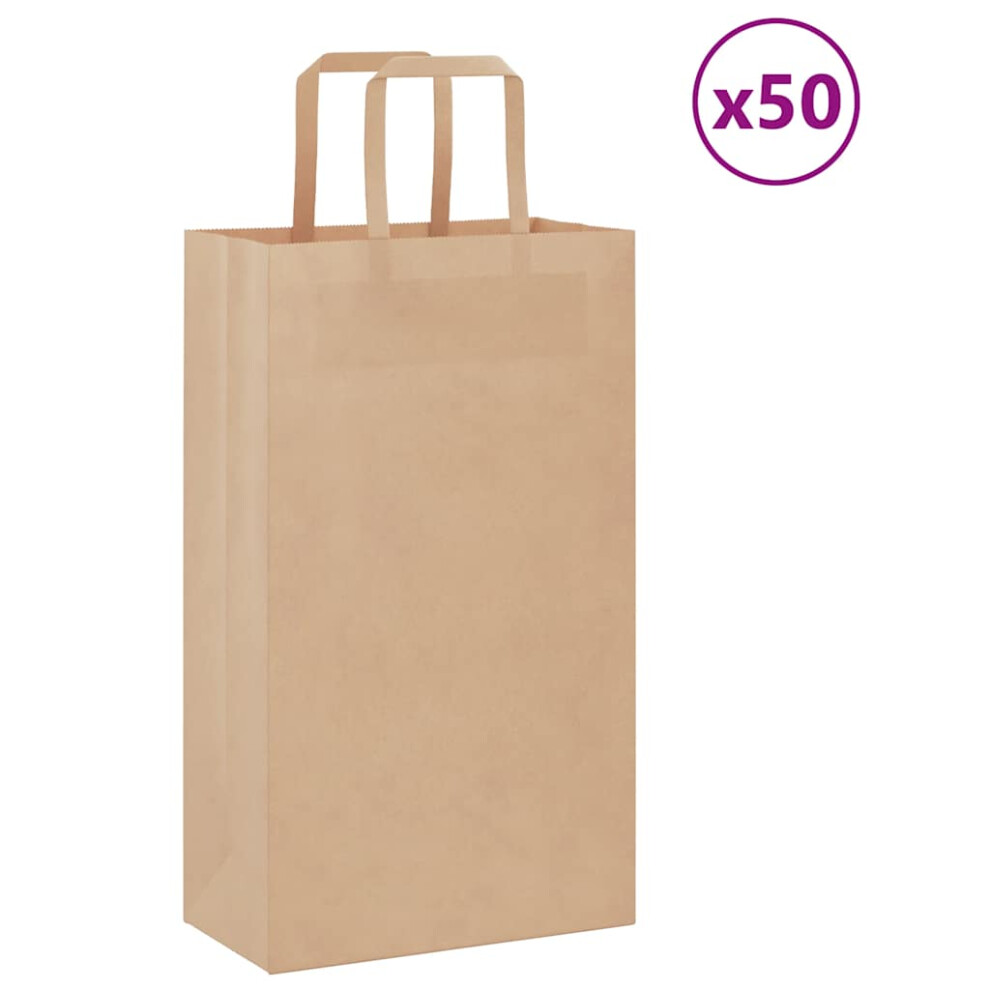 (brown, 21 X 11 X 36 cm) vidaXL Paper Bags 50 Pcs With Handles White 54x15x49 Cm Paper Grocery Bag