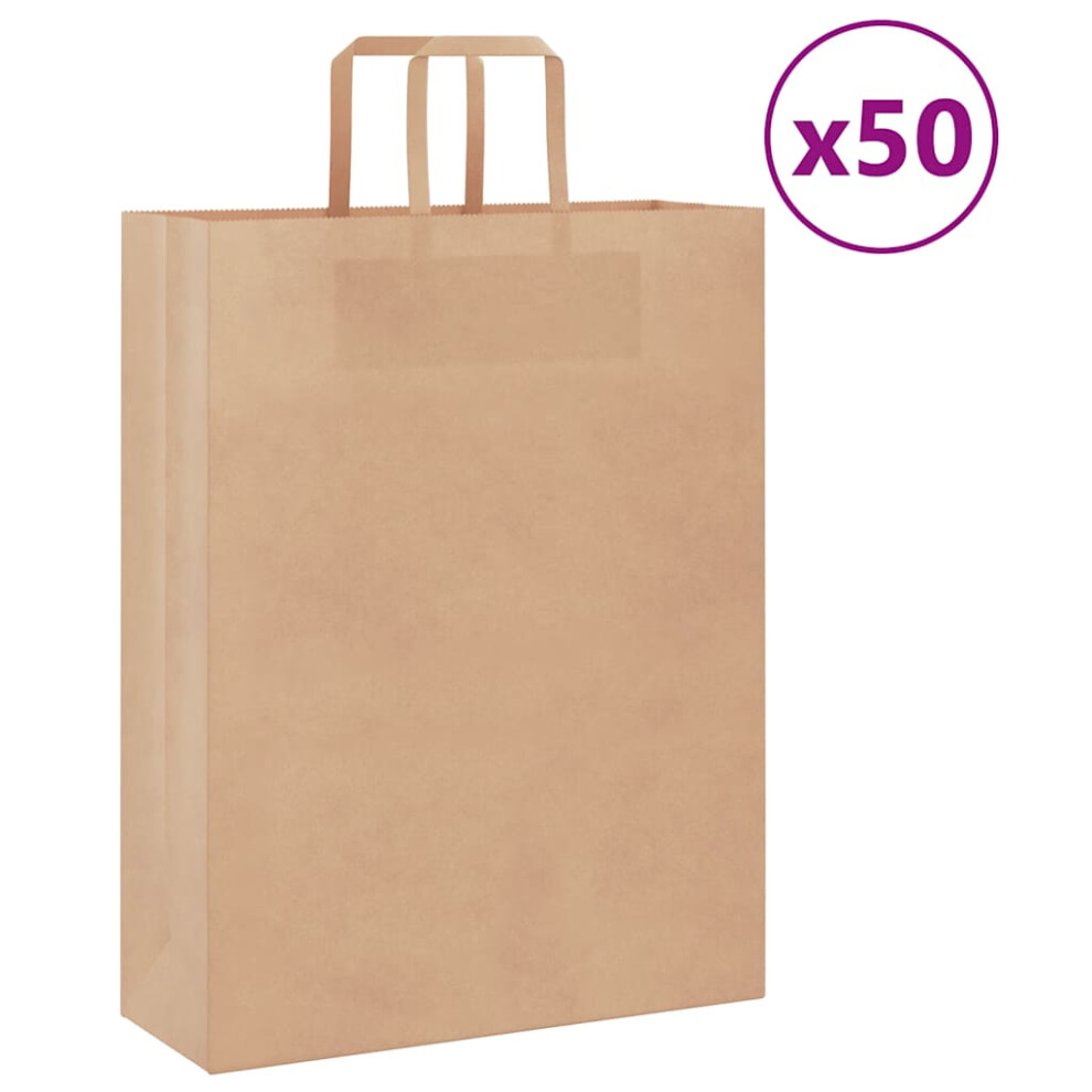 (brown, 32 x 12 x 42 cm) vidaXL Paper Bags 50 pcs with Handles White 54x15x49 cm Paper Grocery Bag