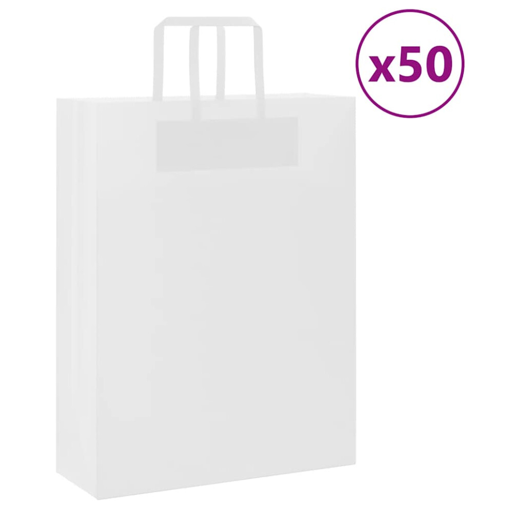 (white, 32 x 12 x 42 cm) vidaXL Paper Bags 50 pcs with Handles White 54x15x49 cm Paper Grocery Bag