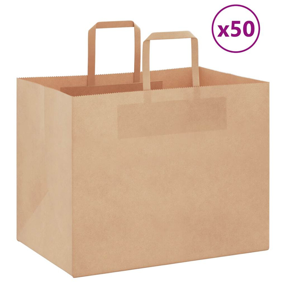 (brown, 32 X 22 X 24 cm) vidaXL Paper Bags 50 Pcs With Handles White 54x15x49 Cm Paper Grocery Bag