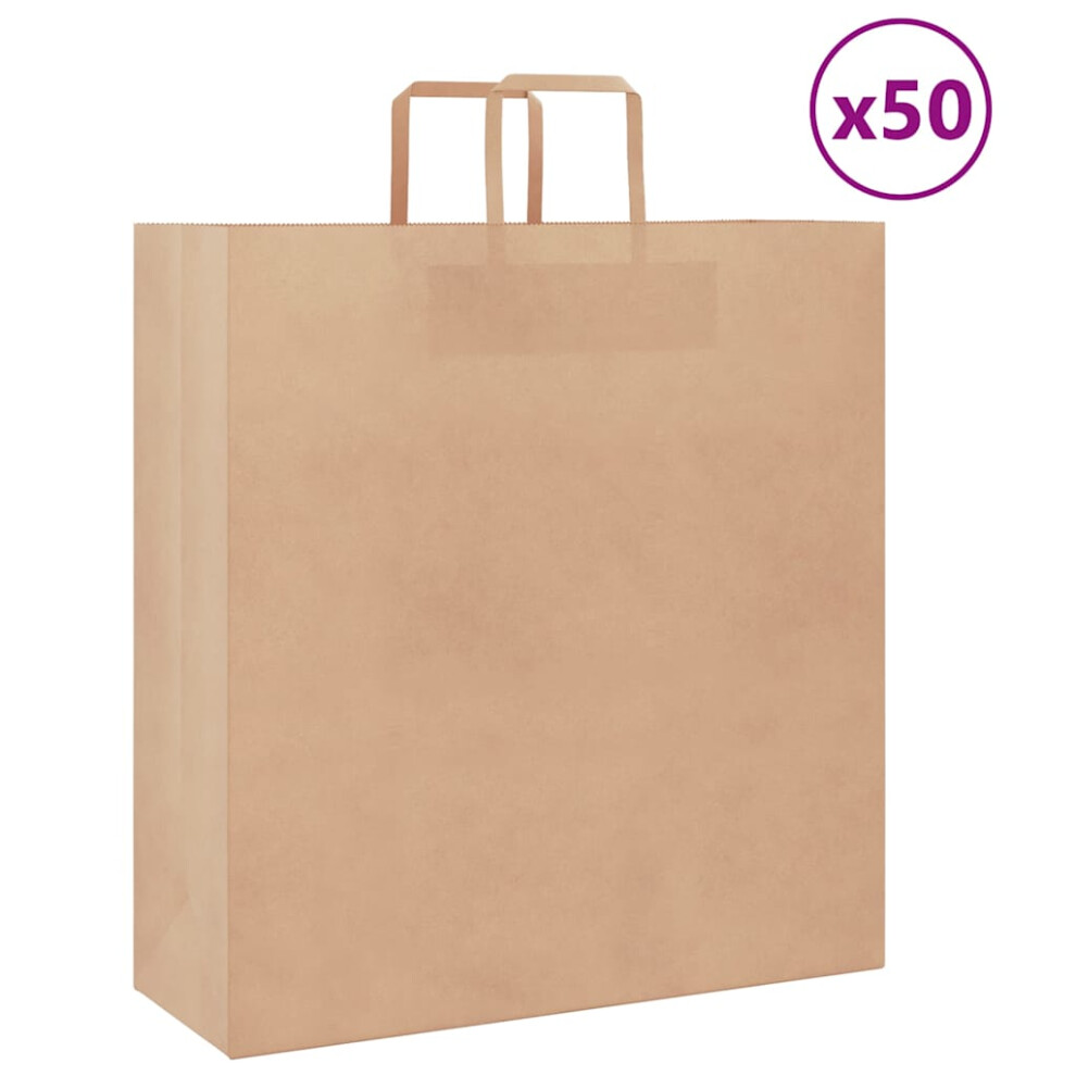 (brown, 45 X 17 X 48 cm) vidaXL Paper Bags 50 Pcs With Handles White 54x15x49 Cm Paper Grocery Bag