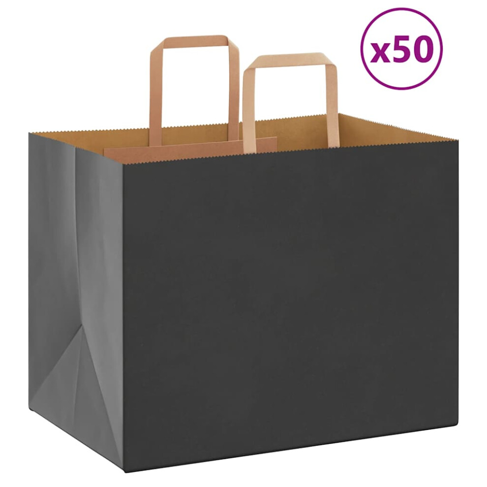 (black, 32 X 22 X 24 cm) vidaXL Paper Bags 50 Pcs With Handles White 54x15x49 Cm Paper Grocery Bag