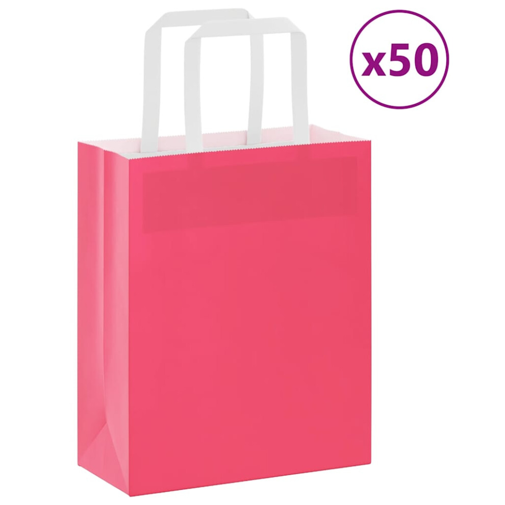 (pink, 18 x 8 x 22 cm) vidaXL Paper Bags 50 pcs with Handles White 54x15x49 cm Paper Grocery Bag