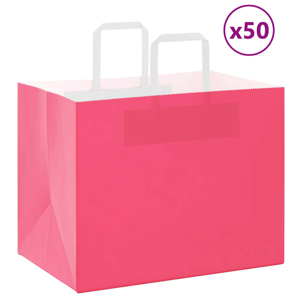 (pink, 32 x 22 x 24 cm) vidaXL Paper Bags 50 pcs with Handles White 54x15x49 cm Paper Grocery Bag