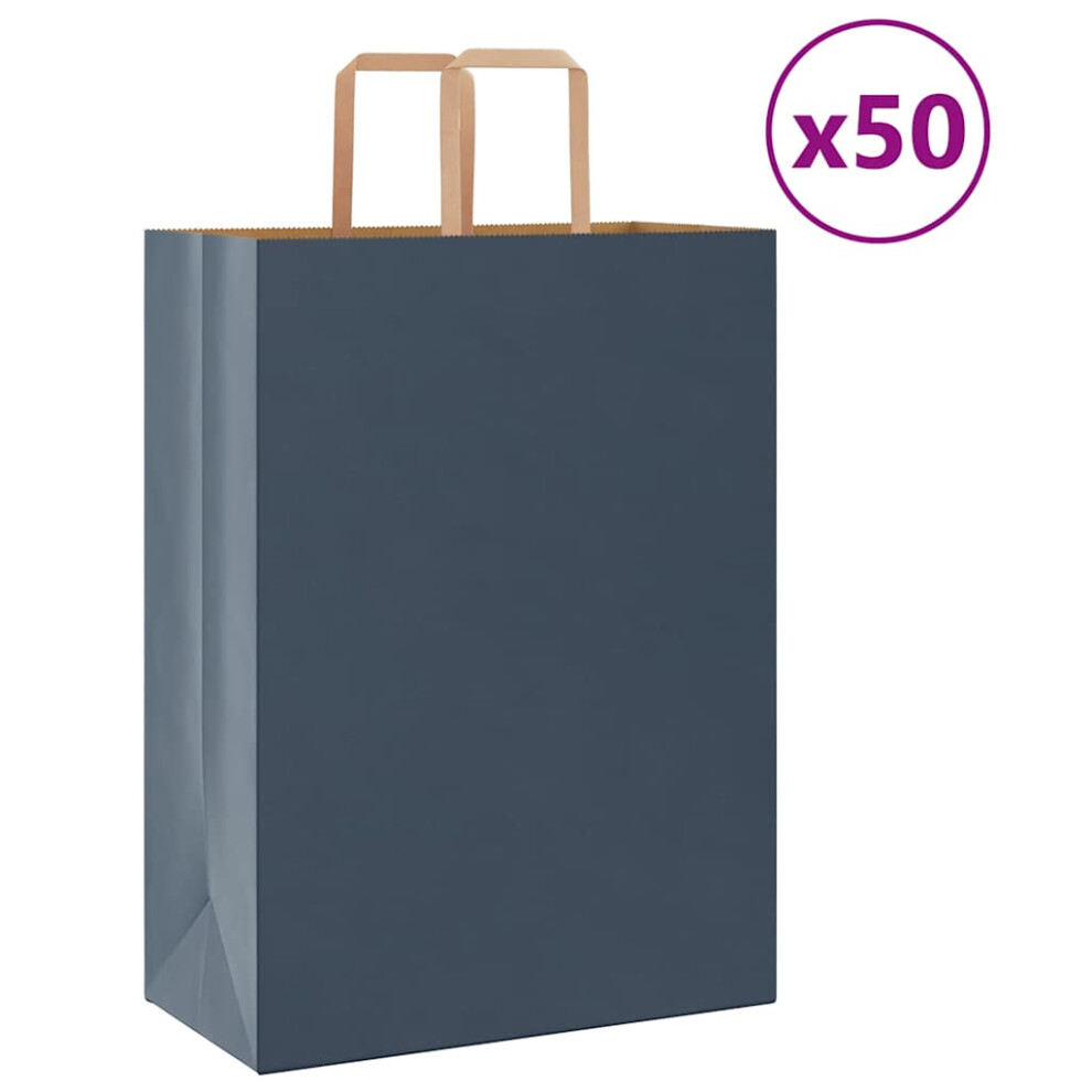 (blue, 32 x 17 x 44 cm) vidaXL Paper Bags 50 pcs with Handles White 54x15x49 cm Paper Grocery Bag