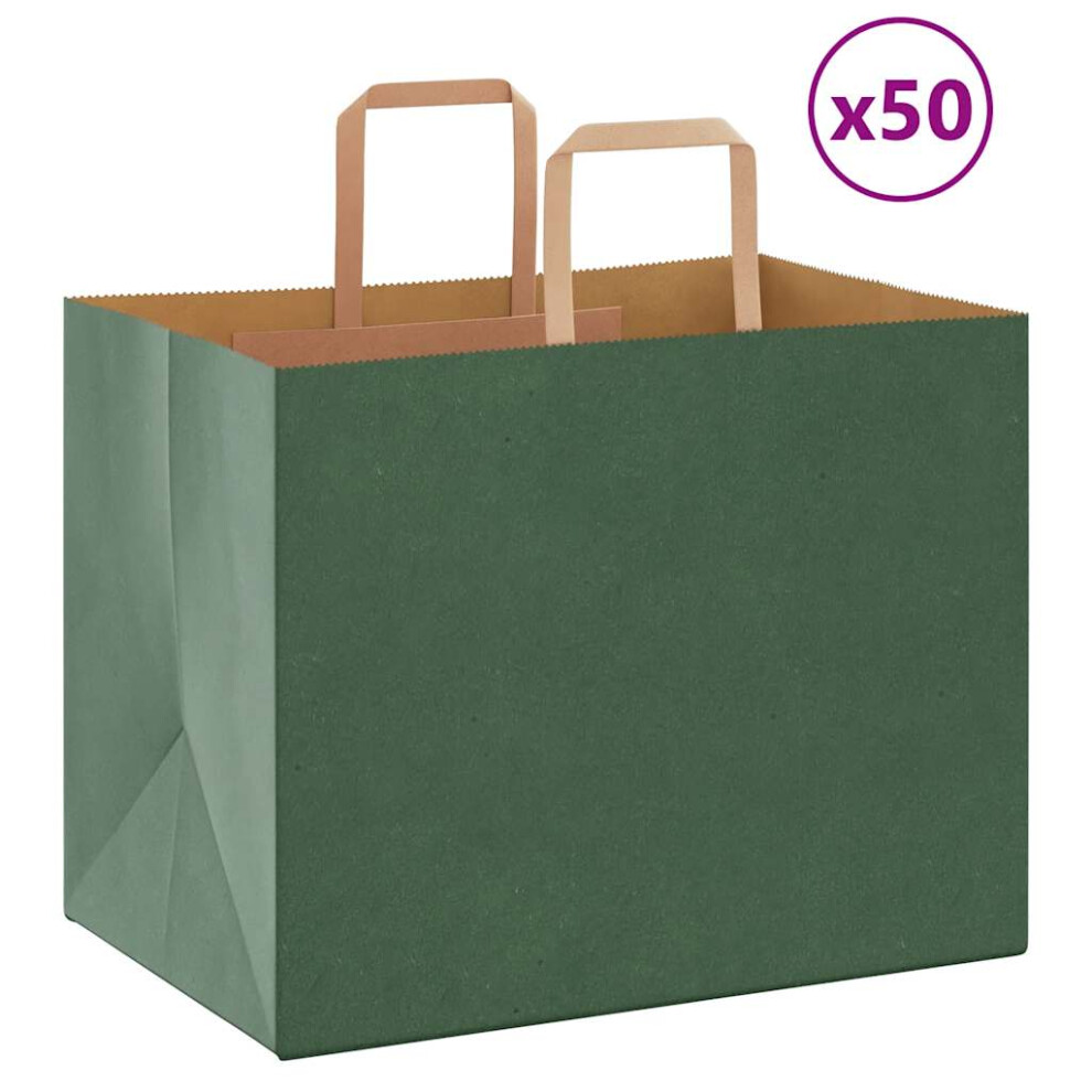 (green, 32 X 22 X 24 cm) vidaXL Paper Bags 50 Pcs With Handles White 54x15x49 Cm Paper Grocery Bag