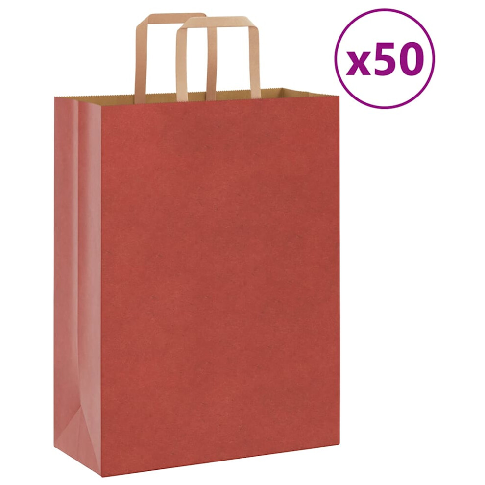 (red, 26 X 12 X 35 cm) vidaXL Paper Bags 50 Pcs With Handles White 54x15x49 Cm Paper Grocery Bag