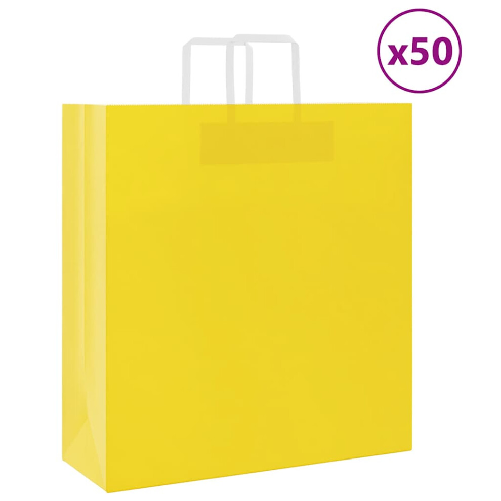 (yellow, 45 x 17 x 48 cm) vidaXL Paper Bags 50 pcs with Handles White 54x15x49 cm Paper Grocery Bag