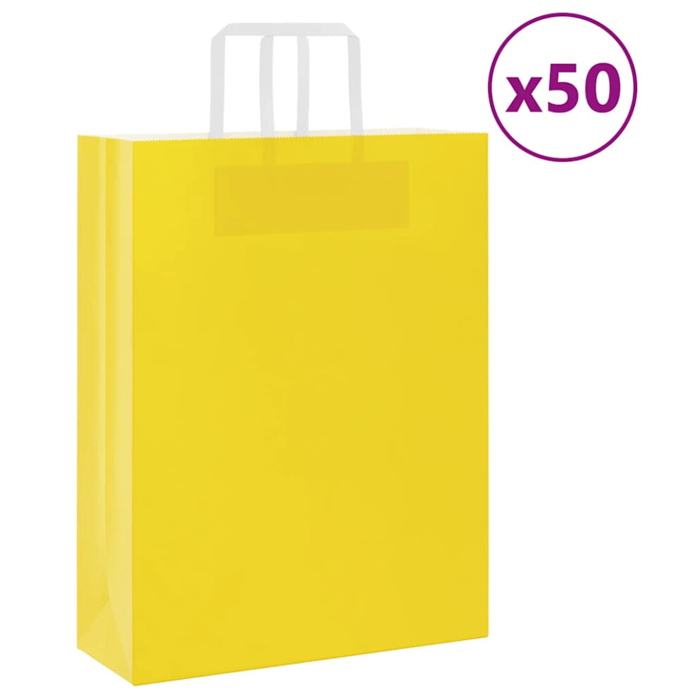 (yellow, 32 X 12 X 42 cm) vidaXL Paper Bags 50 Pcs With Handles White 54x15x49 Cm Paper Grocery Bag