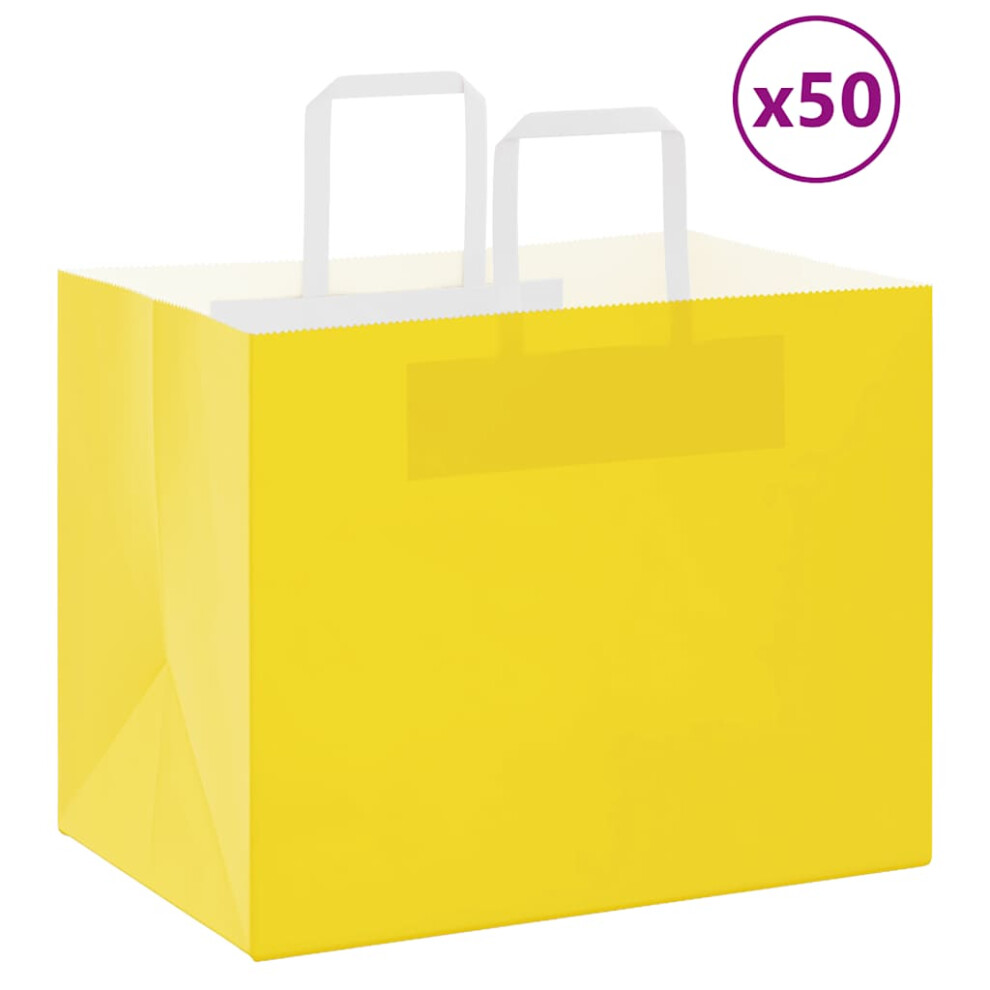 (yellow, 32 X 22 X 24 cm) vidaXL Paper Bags 50 Pcs With Handles White 54x15x49 Cm Paper Grocery Bag