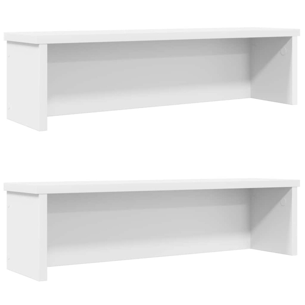 Vidaxl (White, 60 X 15 X 16 Cm/ 2 Pcs) Kitchen Racks Stackable Storage Shelf Counter Shelf Cabinet Organizer
