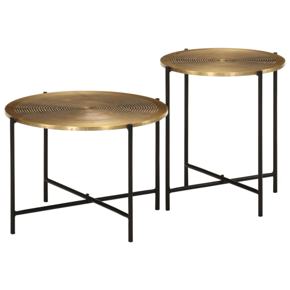 vidaXL Coffee Tables Side Tables End Sofa Tables 2 Pcs Brass And Black Metal