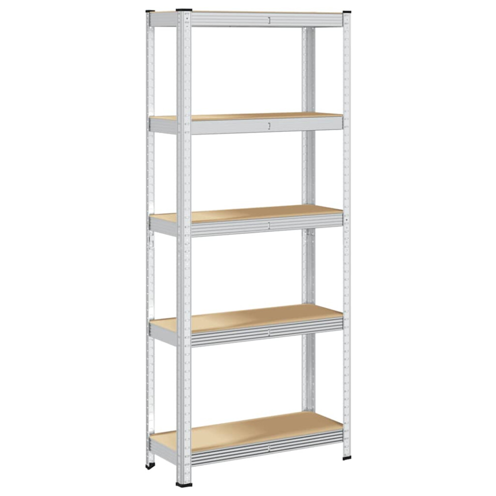 vidaXL 5-Layer Storage Shelf Silver Steel&Engineered Wood Garage Shelving