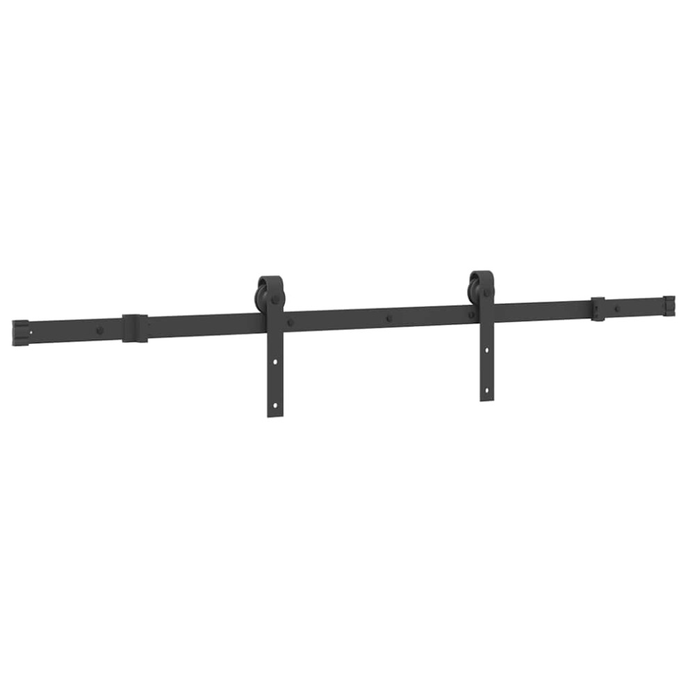 Vidaxl Sliding Door Hardware Kit 152.5 Cm Steel Sliding Door Hardware Black