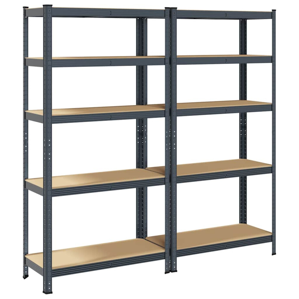 vidaXL 5-Layer Storage Shelves 2 pcs Anthracite Steel&Engineered Wood