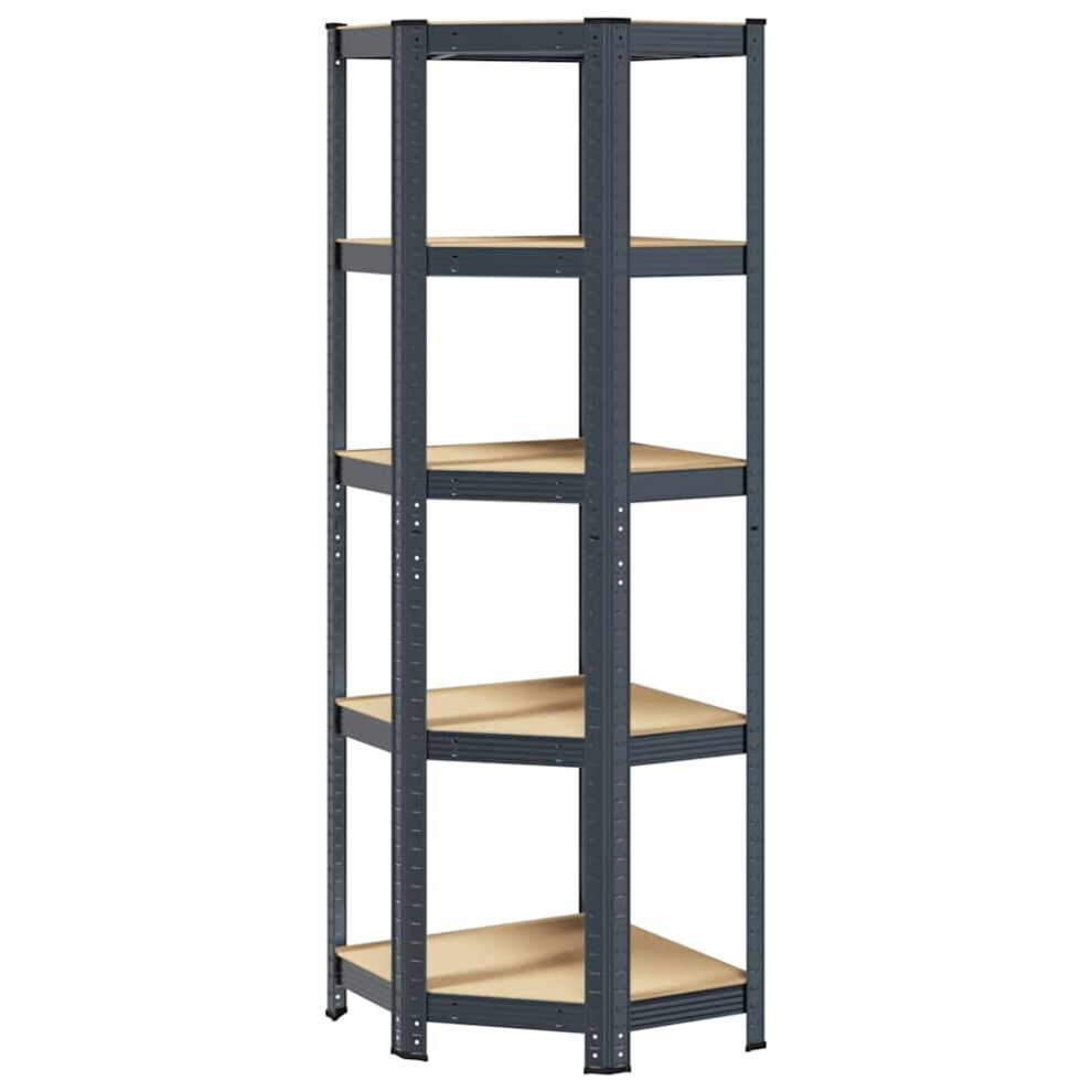 vidaXL 5-Layer Corner Shelf Anthracite Steel&Engineered Wood garage shelving