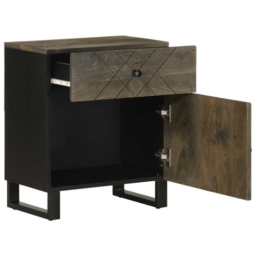 VidaXL vidaXL Bedside Cabinet Black 50x33x60 cm Solid Wood Mango bedside table 1