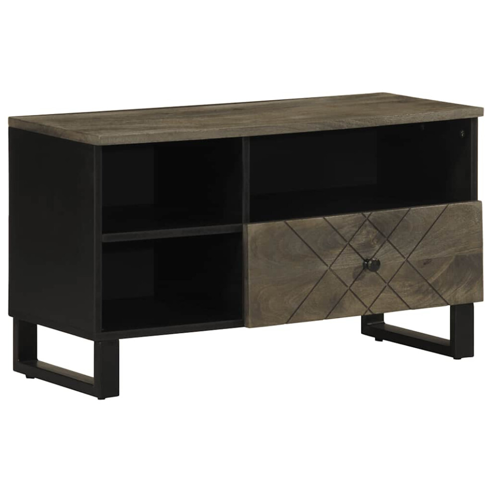 vidaXL TV Cabinet Black 80x33x46 Cm Solid Wood Mango TV Stand TV Sideboard