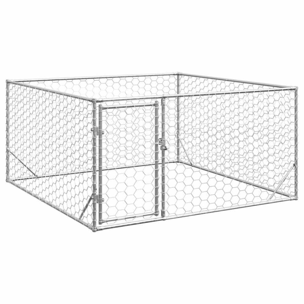 (2 X 2 X 1 m) vidaXL Outdoor Dog Kennel With Door 2x1x1 M Galvanised Steel Outdoor Dog Cage