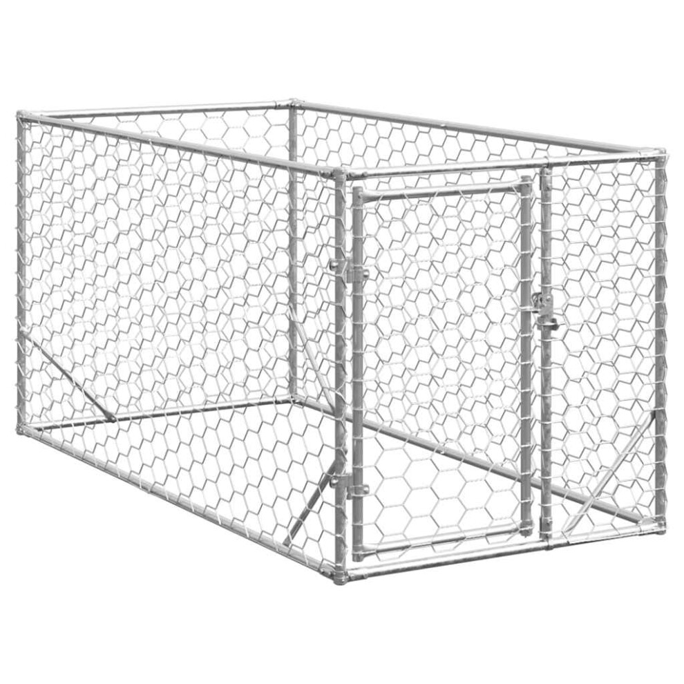 (2 X 1 X 1 m) vidaXL Outdoor Dog Kennel With Door 2x1x1 M Galvanised Steel Outdoor Dog Cage