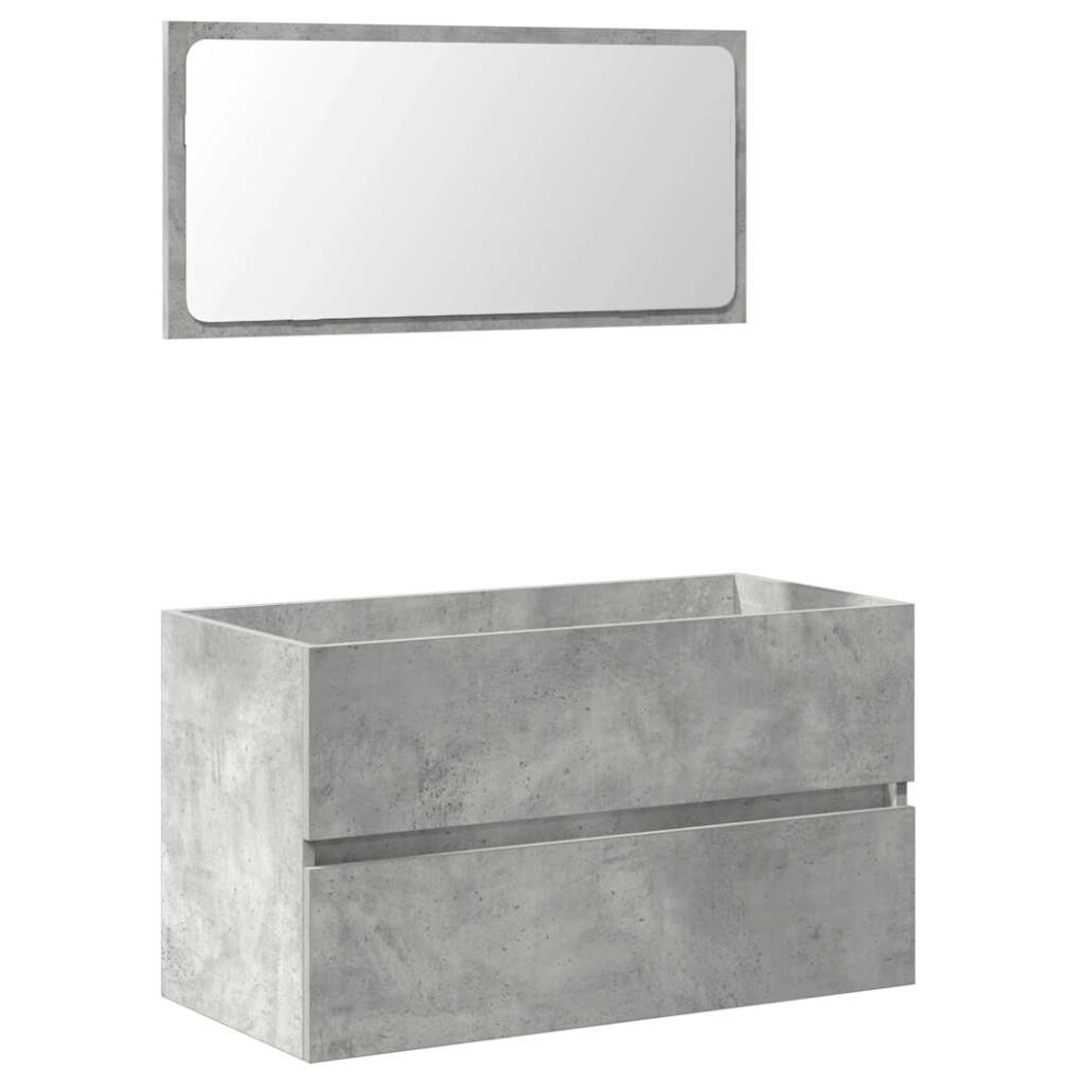 vidaXL Bathroom Cabinet With Mirror Concrete Grey Engineered Wood