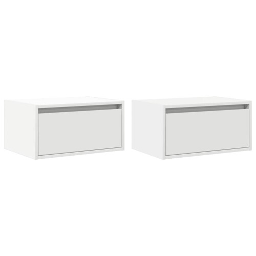VidaXL vidaXL Wall-mounted Bedside Cabinets with LED Lights 2 pcs White cabinet 2