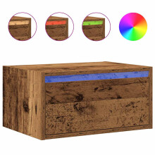 vidaXL Wall-mounted Bedside Cabinet with LED Lights Old Wood cabinet