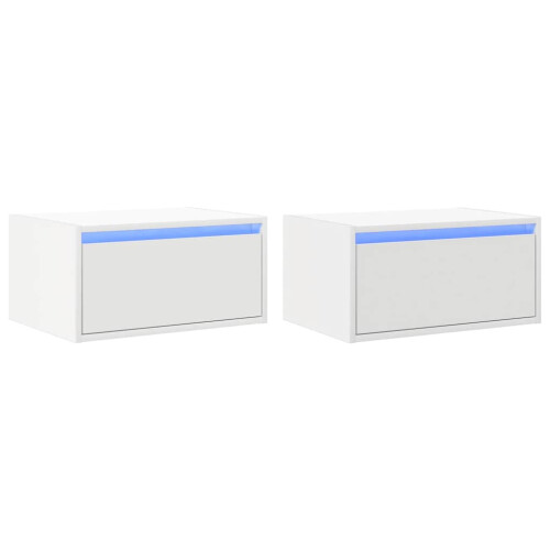 VidaXL vidaXL Wall-mounted Bedside Cabinets with LED Lights 2 pcs White cabinet 1