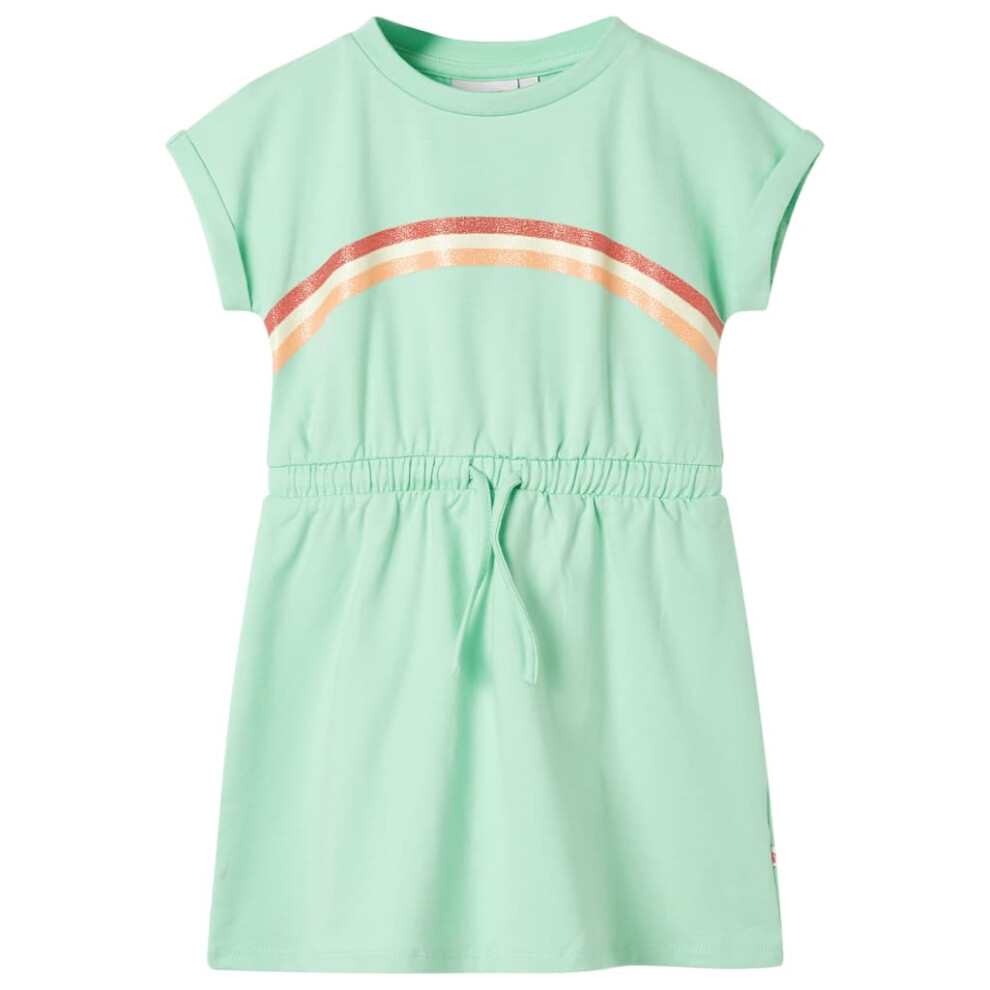 Kids' Dress with Drawstring Girls' Dress Kids' Short Dress Bright Green 92