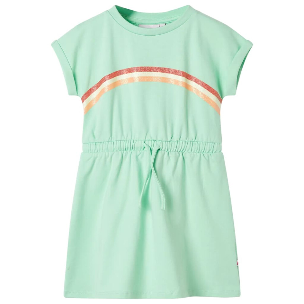 Vidaxl Kids' Dress With Drawstring Girls' Dress Kids' Short Dress Bright 116 Green